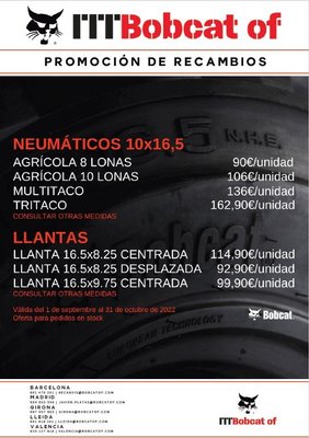 PROMOCIÓN DE RECAMBIOS BOBCAT HASTA OCTUBRE 2022